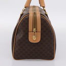 CELINE Macadam Canvas Boston Bag PVC Leather Brown Gold Auth 204457V-4