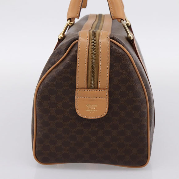 CELINE Macadam Canvas Boston Bag PVC Leather Brown Gold Auth 204457V