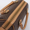 CELINE Macadam Canvas Boston Bag PVC Leather Brown Gold Auth 204457V-6