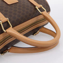 CELINE Macadam Canvas Boston Bag PVC Leather Brown Gold Auth 204457V-8