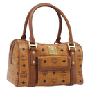 MCM Logogram Vicetos Boston Bag PVC Leather Brown Gold Auth 204458A-1