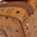 MCM Logogram Vicetos Boston Bag PVC Leather Brown Gold Auth 204458A-14