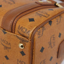 MCM Logogram Vicetos Boston Bag PVC Leather Brown Gold Auth 204458A-15