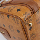 MCM Logogram Vicetos Boston Bag PVC Leather Brown Gold Auth 204458A-16