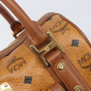 MCM Logogram Vicetos Boston Bag PVC Leather Brown Gold Auth 204458A-17