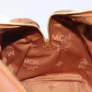 MCM Logogram Vicetos Boston Bag PVC Leather Brown Gold Auth 204458A-21