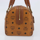 MCM Logogram Vicetos Boston Bag PVC Leather Brown Gold Auth 204458A-4