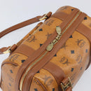 MCM Logogram Vicetos Boston Bag PVC Leather Brown Gold Auth 204458A-6