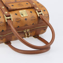 MCM Logogram Vicetos Boston Bag PVC Leather Brown Gold Auth 204458A-7