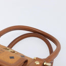MCM Logogram Vicetos Boston Bag PVC Leather Brown Gold Auth 204458A-8