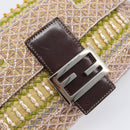 FENDI Mamma Baguette Shoulder Bag beads Pink Silver Auth 204490SM-21