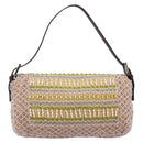 FENDI Mamma Baguette Shoulder Bag beads Pink Silver Auth 204490SM-2