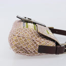 FENDI Mamma Baguette Shoulder Bag beads Pink Silver Auth 204490SM-3