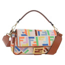FENDI Zucca Canvas Mamma Baguette Shoulder Bag 2way Multicolor Gold Auth 204491V-1
