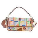FENDI Zucca Canvas Mamma Baguette Shoulder Bag 2way Multicolor Gold Auth 204491V-13