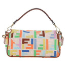 FENDI Zucca Canvas Mamma Baguette Shoulder Bag 2way Multicolor Gold Auth 204491V-2