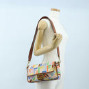 FENDI Zucca Canvas Mamma Baguette Shoulder Bag 2way Multicolor Gold Auth 204491V-33