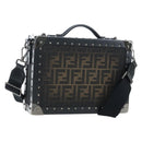 FENDI Zucca Canvas Hand Bag 2way Black Brown Auth 204492SAM-1