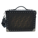 FENDI Zucca Canvas Hand Bag 2way Black Brown Auth 204492SAM-2