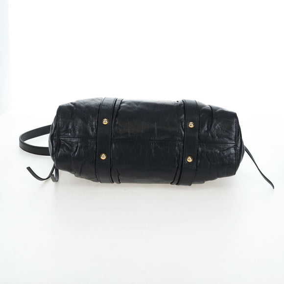 Miu Miu Hand Bag Leather 2way Black Gold Auth 204493M
