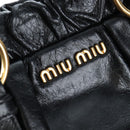 Miu Miu Hand Bag Leather 2way Black Gold Auth 204493M-19
