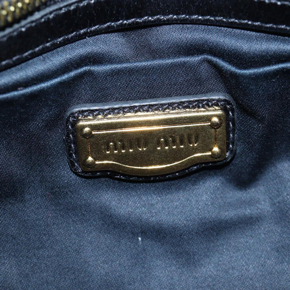 Miu Miu Hand Bag Leather 2way Black Gold Auth 204493M
