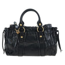 Miu Miu Hand Bag Leather 2way Black Gold Auth 204493M-2