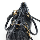 Miu Miu Hand Bag Leather 2way Black Gold Auth 204493M-6