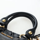 Miu Miu Hand Bag Leather 2way Black Gold Auth 204493M-14