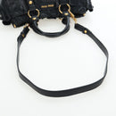 Miu Miu Hand Bag Leather 2way Black Gold Auth 204493M-8