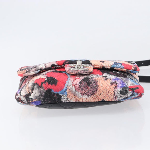 CHANEL Matelasse Chain Shoulder Bag Cotton Multicolor Silver CC Auth 204495M
