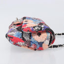 CHANEL Matelasse Chain Shoulder Bag Cotton Multicolor Silver CC Auth 204495M-4