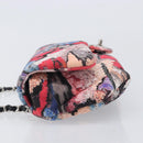 CHANEL Matelasse Chain Shoulder Bag Cotton Multicolor Silver CC Auth 204495M-5