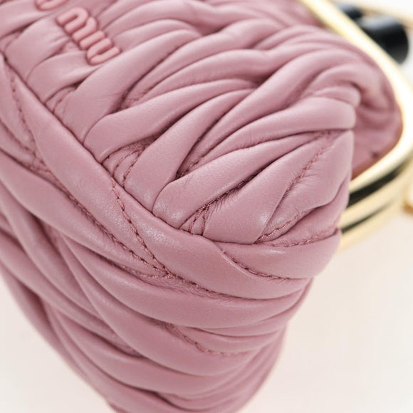 Miu Miu Matelasse Shoulder Bag Leather Pink Gold Auth 204496SAM