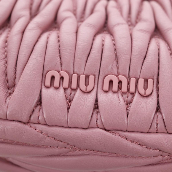 Miu Miu Matelasse Shoulder Bag Leather Pink Gold Auth 204496SAM
