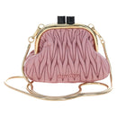 Miu Miu Matelasse Shoulder Bag Leather Pink Gold Auth 204496SAM-2