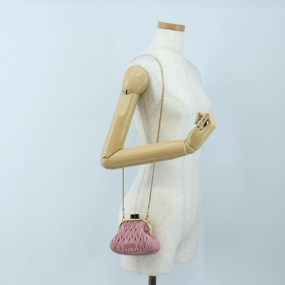 Miu Miu Matelasse Shoulder Bag Leather Pink Gold Auth 204496SAM