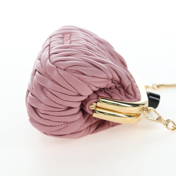 Miu Miu Matelasse Shoulder Bag Leather Pink Gold Auth 204496SAM