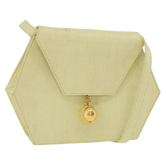 CELINE Star Ball Shoulder Bag Raffia Green Gold Auth 204523