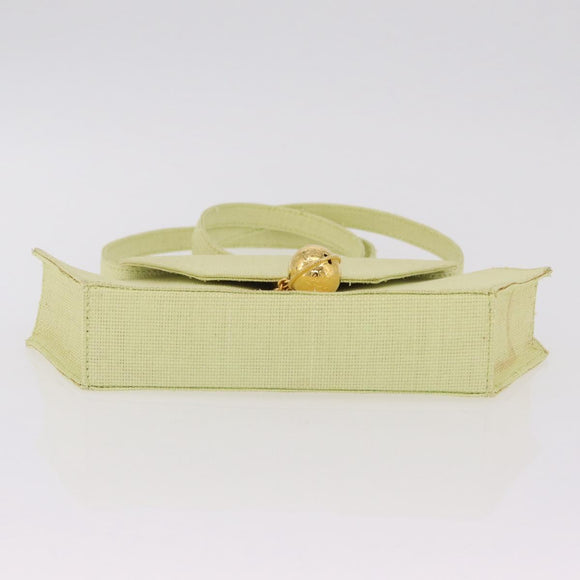 CELINE Star Ball Shoulder Bag Raffia Green Gold Auth 204523