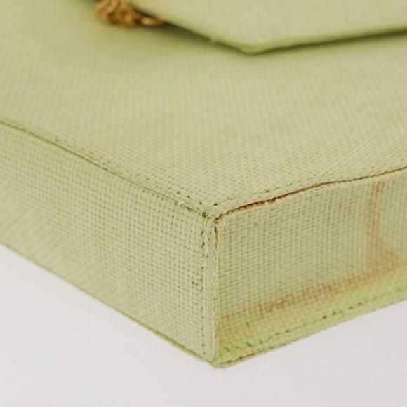 CELINE Star Ball Shoulder Bag Raffia Green Gold Auth 204523