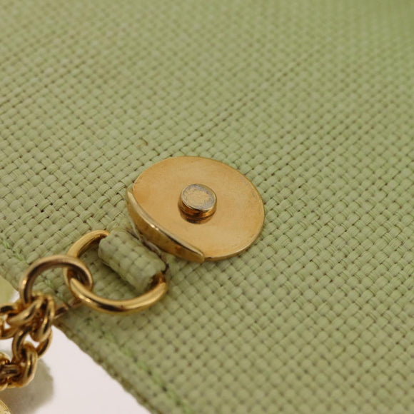 CELINE Star Ball Shoulder Bag Raffia Green Gold Auth 204523