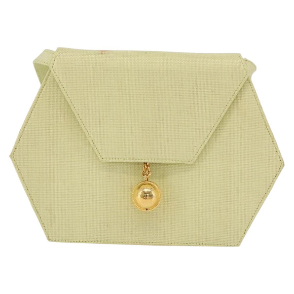 CELINE Star Ball Shoulder Bag Raffia Green Gold Auth 204523