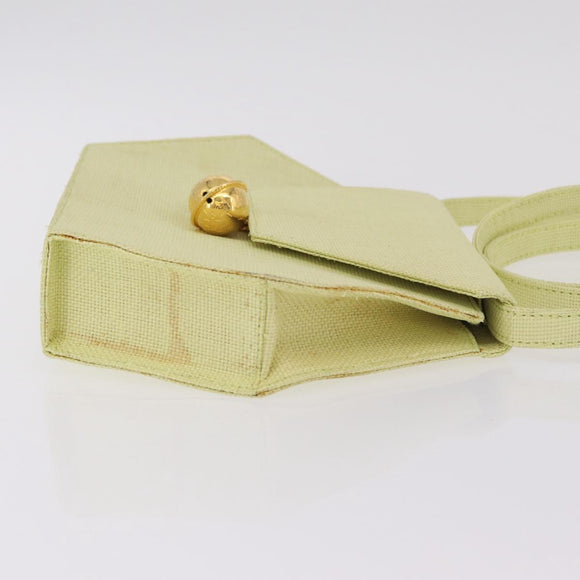 CELINE Star Ball Shoulder Bag Raffia Green Gold Auth 204523