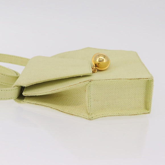 CELINE Star Ball Shoulder Bag Raffia Green Gold Auth 204523