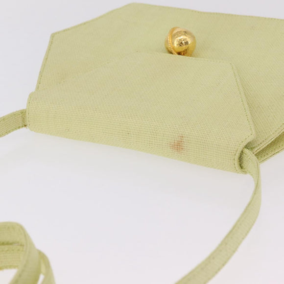 CELINE Star Ball Shoulder Bag Raffia Green Gold Auth 204523