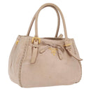 PRADA Hand Bag Vitter Shine Beige Gold Auth 204524-1