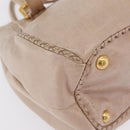 PRADA Hand Bag Vitter Shine Beige Gold Auth 204524-10