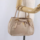 PRADA Hand Bag Vitter Shine Beige Gold Auth 204524-22