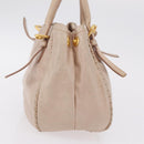PRADA Hand Bag Vitter Shine Beige Gold Auth 204524-5